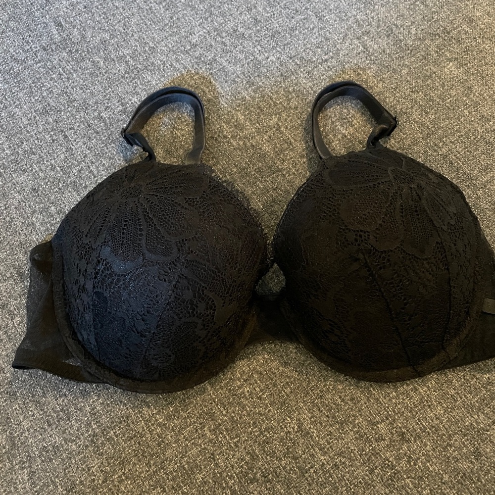 VS Lined Demi 36C black lace bra
